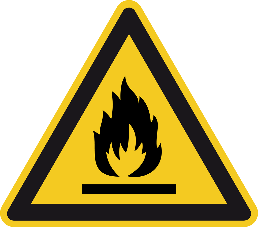 Warnung vor feuergefährlichen Stoffen, Flamme Warnschild DIN ISO ASR